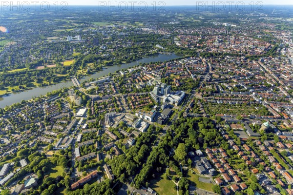 Aerial view, old town, Promenadenring, LVM Versicherung Zentrale, Westdeutsche Lotterie GmbH,