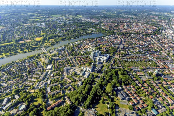 Aerial view, old town, Promenadenring, LVM Versicherung Zentrale, Westdeutsche Lotterie GmbH,