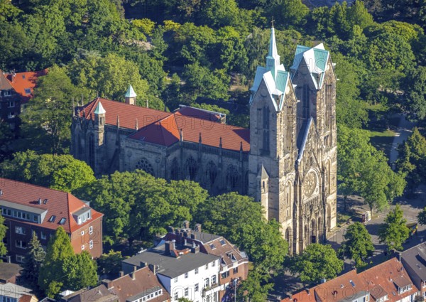 Aerial view, St. Joseph's Catholic Church, Münster, Münsterland, North Rhine-Westphalia, Germany,