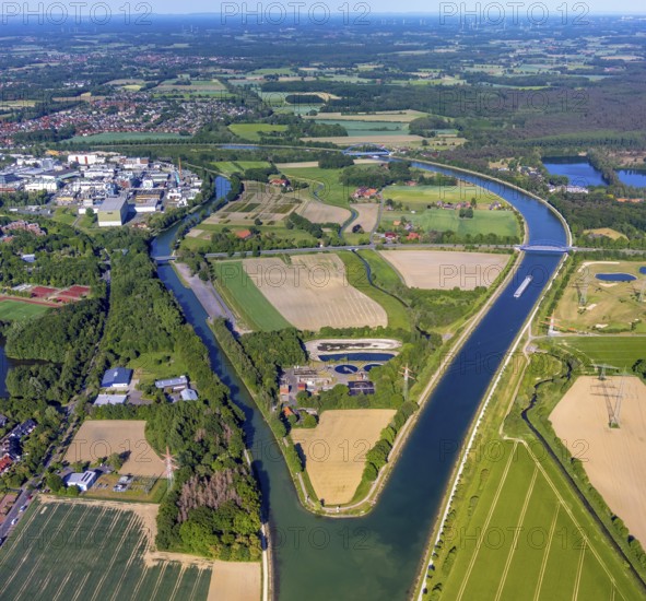 Aerial view, Canal Island Hiltrup, BASF Coatings plant site, Dortmund-Ems Canal, Dortmund-Ems Canal