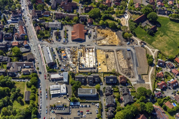 Aerial view, construction site Eschweiler site Westfalenstraße, new construction single-family