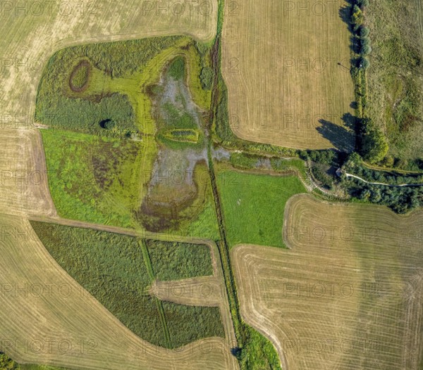 Aerial photograph, Disselmersch observation hut in the Lippe floodplains, Büninghausener Straße,