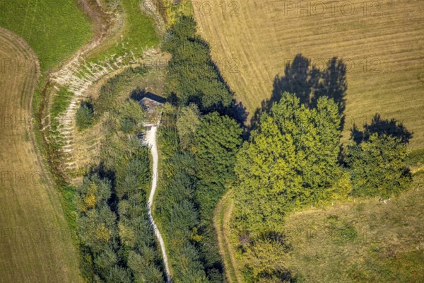 Aerial photograph, Disselmersch observation hut in the Lippe floodplains, Büninghausener Straße,