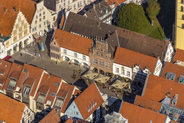 Aerial view, old town, town hall, market place, Lemgo, East Westphalia-Lippe, OWL, North