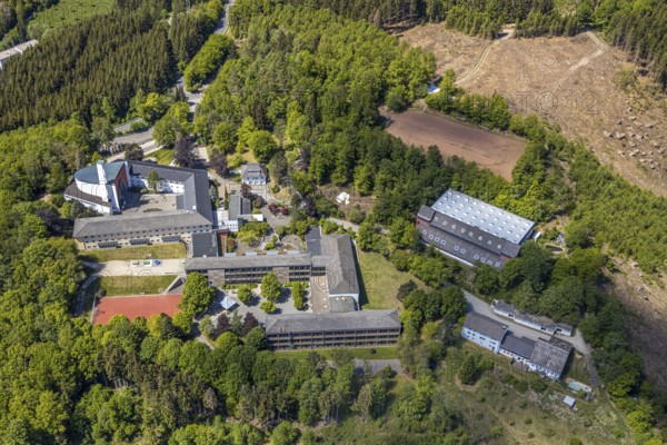 Aerial photo, Private Gymnasium Maria Königin, Jugendhof Pallotti Lennestadt, Mission House,