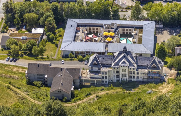 Aerial view, Caritas retirement home and nursing home St. Franziskus-Haus, Lennestadt, Sauerland,