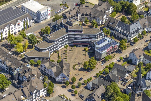 Aerial view, town hall Lennestadt, Thomas-Morus-Platz, Altenhundem, Lennestadt, Sauerland, North