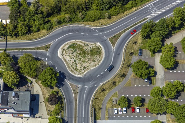 Aerial view, Lucas'scher Bogen, roundabout, Altenhundem, Lennestadt, Sauerland, North