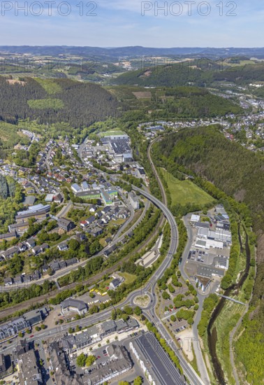 Aerial view, local view Altenhundem, St. Josefs-Hospital Lennestadt, Lennestadt, Sauerland, North