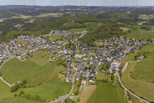 Aerial view, aerial view Halberbracht, Lennestadt, Sauerland, North Rhine-Westphalia, Germany, DE,