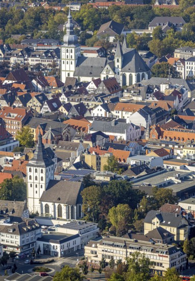 Aerial view, Old Town, evang. Große Marienkirche, Rathausstraße, Jakobikirche, Lange Straße,