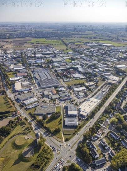 Aerial view, industrial estate Am Wasserturm, Bökenförder Straße, Lippstadt, district of Soest,