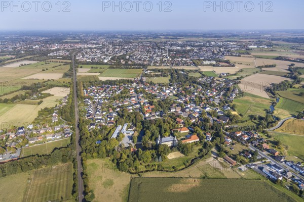 Aerial view, Gymnasium Schloss Overhagen, local view Overhagen, Lippstadt, Kreis Soest, North