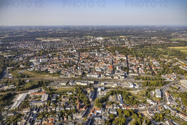 Aerial view, aerial view Lippstadt south, main station, Konrad-Adenauer-Ring, Lippstadt, district
