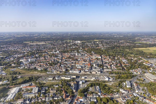 Aerial view, aerial view Lippstadt south, main station, Konrad-Adenauer-Ring, Lippstadt, district