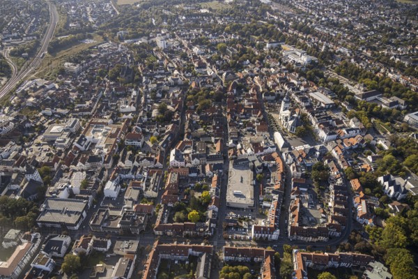Aerial view, Old Town, evang. Große Marienkirche, Rathausstraße, Rathaus, Rathausplatz, Lippstadt,