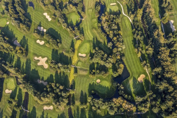 Aerial view, golf course, GolfClub Lippstadt, Lippstadt, Kreis Soest, North Rhine-Westphalia,