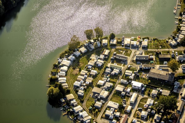Aerial view, Camping Margaretensee, Lippstadt, Kreis Soest, North Rhine-Westphalia, Germany,