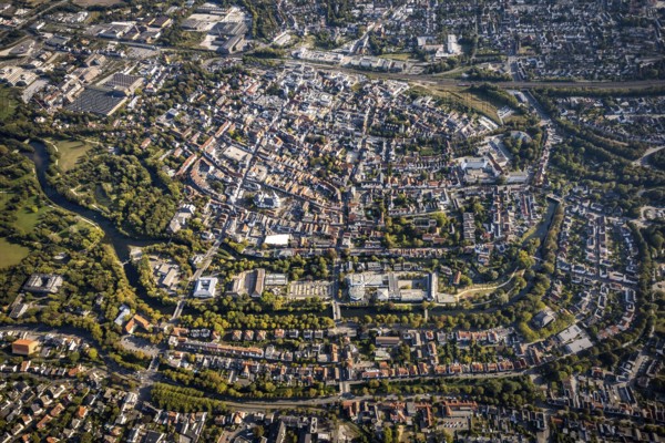 Aerial view, Old Town overview, Evangelical Great St Mary's Church, Rathausstraße, Jakobikirche,