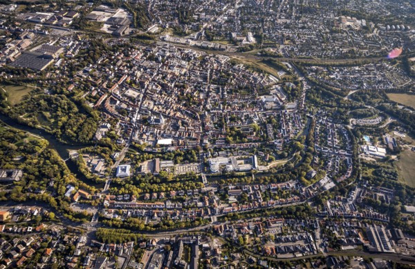 Aerial view, Old Town overview, Evangelical Great St Mary's Church, Rathausstraße, Jakobikirche,
