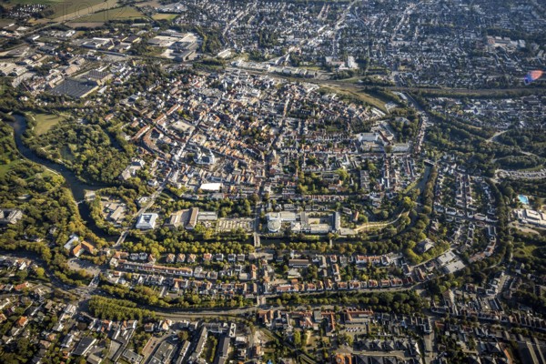 Aerial view, Old Town overview, Evangelical Great St Mary's Church, Rathausstraße, Jakobikirche,