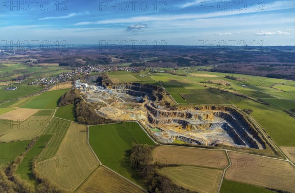 Aerial view, WESTKALK GmbH & Co. KG, Kallenhardt quarry, Suttrop, Kallenhardt, Rüthen, Sauerland,