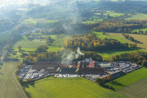Aerial view, Dachziegelwerke Nelskamp, Schermbeck, Ruhr area, North Rhine-Westphalia, Germany, DE,