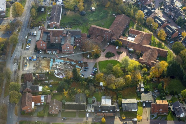 Aerial view, construction site at the Caritas retirement home and care facility Marienheim,