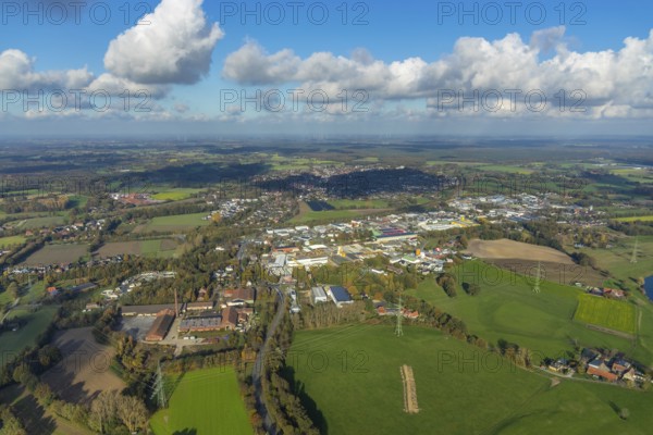 Aerial view, commercial area Heetwinkel, former roof tile factory Idunahall AG, Alte Poststraße,