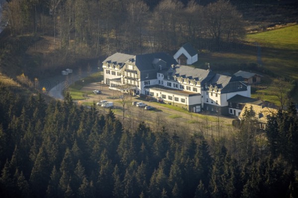 Aerial photo, Hotel Rimberg, Osterwald, Schmallenberg, Sauerland, North Rhine-Westphalia, Germany,
