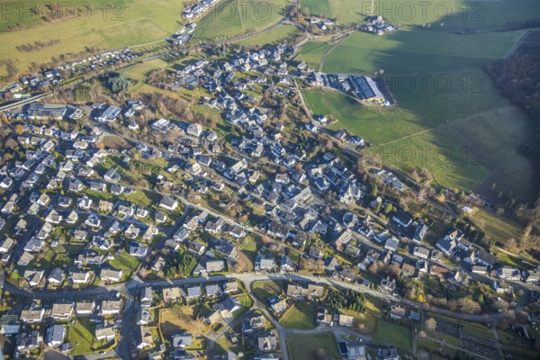 Aerial view, local view Bödefeld, Schmallenberg, Sauerland, North Rhine-Westphalia, Germany, DE,