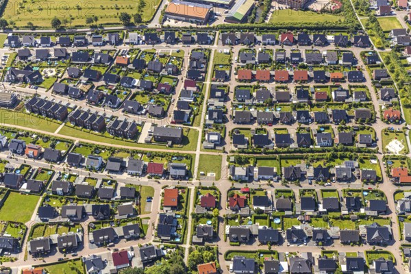 Aerial view, aerial view Senden, residential area at Rinnbach, Bachstraße, Beethovenstraße,