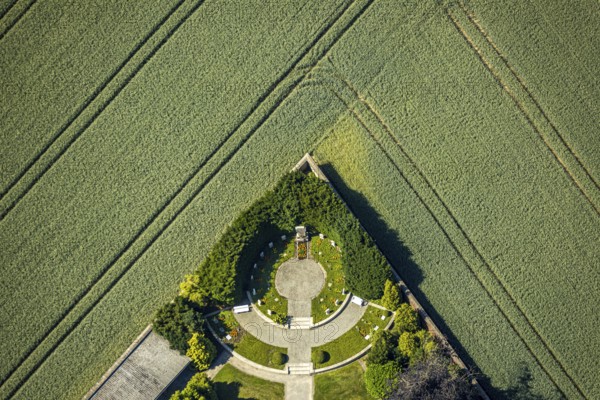 Aerial view, monastery garden, St. Clare Capuchin Monastery, Senden, Münsterland, North