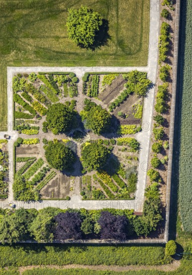 Aerial view, monastery garden, St. Clare Capuchin Monastery, Senden, Münsterland, North