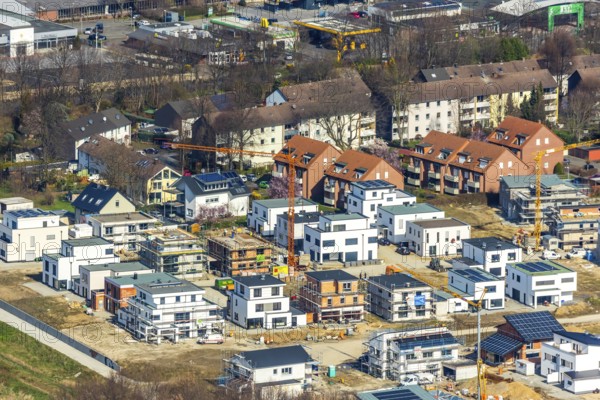 Aerial view, construction area Belgian Quarter, new residential area, Soest, Soester Börde, North