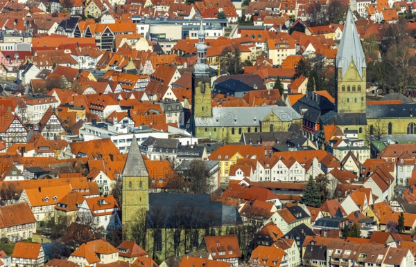 Aerial view, city centre view, old town, St. Petri Alde Kerke, St. Patrokli-Dom, Sankt Pauli