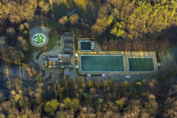 Aerial view, Schwelm outdoor swimming pool, Schwelmebad, Schwelm, Ruhr area, North