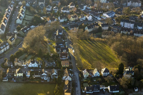 Aerial view, sports field Wilhelmshöhe, Grothestraße, Schwelm, Ruhr area, North Rhine-Westphalia,