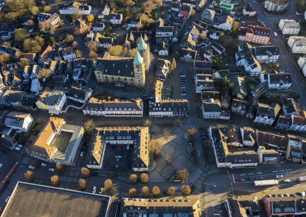 Aerial view, city centre view, renovation Christuskirche Schwelm, Altmarkt, Kirchplatz, Märkischer