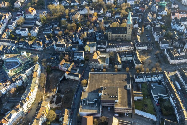 Aerial view, city centre view, shopping centre, Städtische Sparkasse zu Schwelm, renovation
