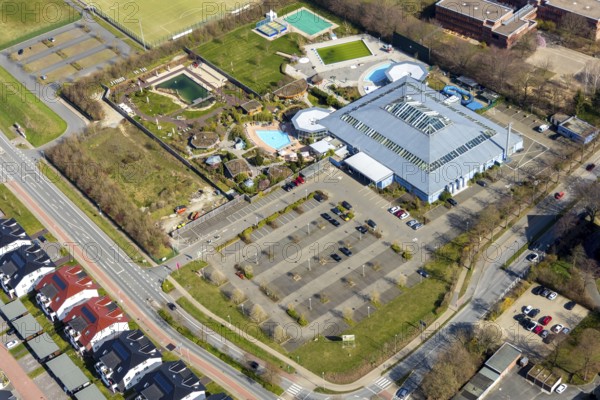 Aerial view, AquaFun, AquaSpa, sauna world and bathing world, Soest, Soester Börde, North