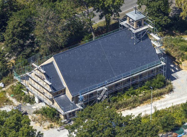 Aerial view, former Kanaal van Wessem barracks, military chapel being restored, Hiddinser Weg,