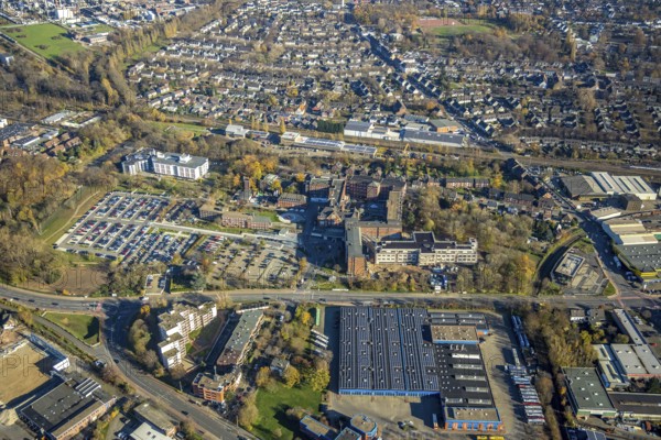 Aerial view, Stiftung Krankenhaus Bethanien Mörs, Mörs, Ruhr area, North Rhine-Westphalia, Germany,