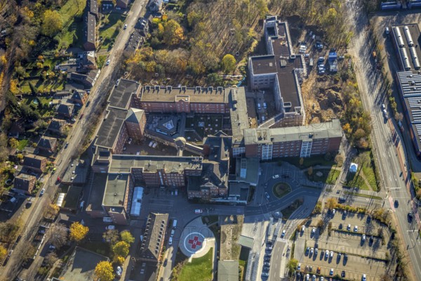 Aerial view, Stiftung Krankenhaus Bethanien Mörs, Mörs, Ruhr area, North Rhine-Westphalia, Germany,