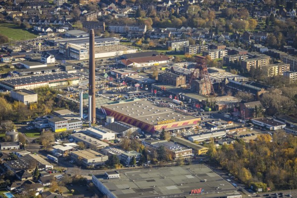 Aerial view, industrial area Rheinpreußenpark, former colliery Rheinpreußen, Moers-Hochstraß, Mörs,