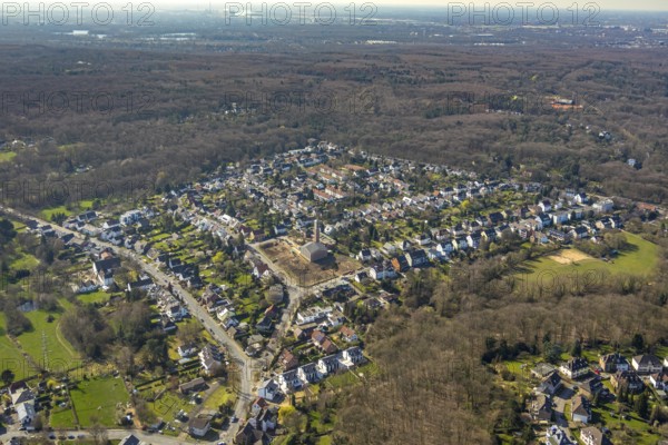 Aerial view, site of the demolished parish hall at Lindenhof, construction of new flats,