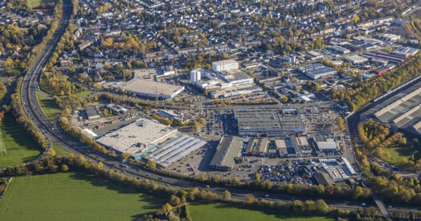 Aerial view, industrial area Dümpten, Mannesmannallee, motorway A40, Dümpten - West, Mülheim an der