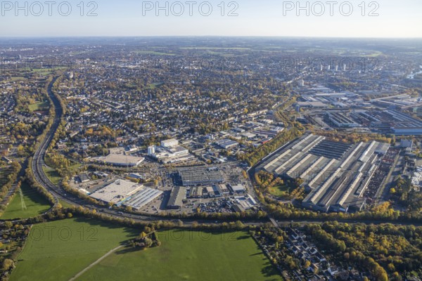 Aerial view, industrial area Dümpten, Mannesmannallee, motorway A40, Dümpten - West, Mülheim an der