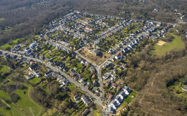 Aerial view, site of the demolished parish hall at Lindenhof, construction of new flats,