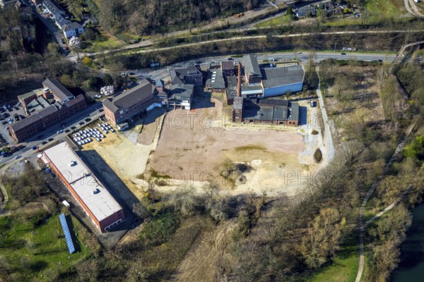Aerial photograph, railing of the former leather factory Lingens, development of new residential